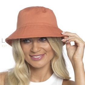 08-GL1116-Ladies Plain Orange Cotton Bucket Hat by Foxbury 12 Pieces