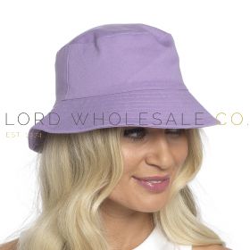 08-GL1117-Ladies Plain Lilac Cotton Bucket Hat by Foxbury 12 Pieces