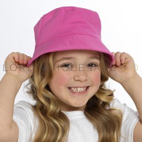 08-GL1118-Kids Plain Pink Cotton Bucket Hat by Bertie & Bo 12 Pieces