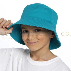 Kids Plain Aqua Cotton Bucket Hat by Bertie & Bo 6 Pieces