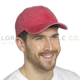 Men's Stonewashed Baseball Cap, Red, by Tom Franks, 1 Piece
