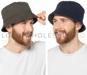 Men's 100% Cotton Reversible Bucket Hats By Tom Franks 12 pieces