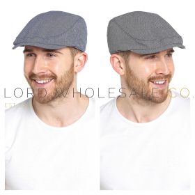 Men's Grey & Denim Canvas Flat Caps by Tom Franks 12 Pieces