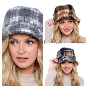 Ladies Borg Check Hat by Foxbury 12 Pieces