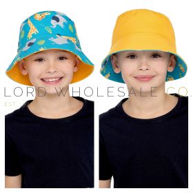 Boys Animal Print Reversible Bucket Hat by Bertie & Bo 6 Pieces