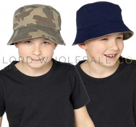 Boys Camo Print Bucket Hat by Tom Franks 12 Pieces