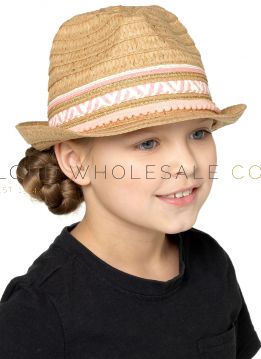 Girls Trilby Straw Hat by Tom Franks 12 Pieces