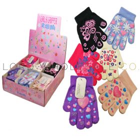 Girls Fun Magic Gripper Gloves in Display Box 36 pairs