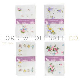 Ladies 5 Pack Printed Floral Handkerchiefs 20 x 5 Pieces by Foxbury