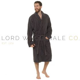 Men's Grey Pure Cotton Towelling Robe by Tom Franks 6 Pieces