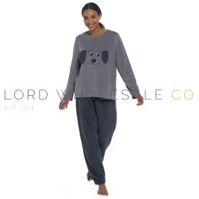 Ladies Cockapoo 3D Details Micro Fleece Top & Sherpa Bottoms Pyjamas by Foxbury 6 Pieces
