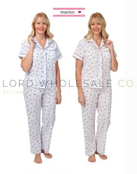 Poly Cotton Penny Floral Short Sleeve Pyjamas MN14 by Marlon