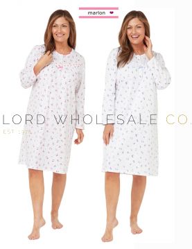 CLEARANCE Ladies Long Sleeve Penny Blossom 100% Cotton Nightdress by Marlon