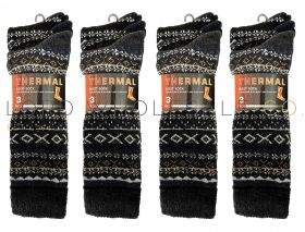 Men's Fairisle Thermal Boot Socks 4 x 3 Pair Pack
