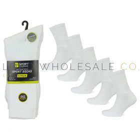 Men's BIGFOOT 5pk White Premium Sports Socks by Tom Franks