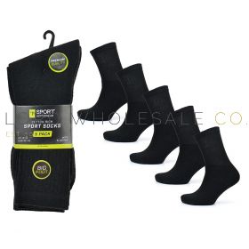 Men's BIGFOOT 5pk Black Premium Sports Socks by Tom Franks