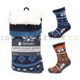 Men's Fairisle Knitted Slipper Socks With Sherpa Lining by Tom Franks 6 Pieces