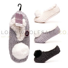 Ladies Chenille Slipper Footsies With Sherpa Lining by Foxbury 6 Pieces