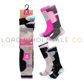 12-SK1167-Ladies 2PK Assorted Thermal Ski Socks by Storm Ridge