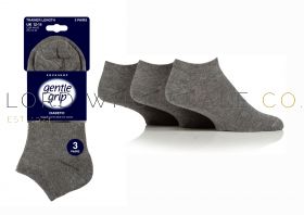 06-SOMPT43J3-BIG FOOT Men's Diabetic Grey Gentle Grip Trainer Socks by Sock Shop 3 Pair Pack