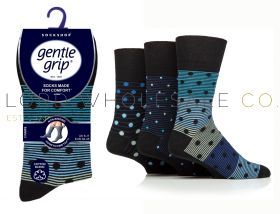 Men's Orbital World Black Gentle Grip Socks by Sock Shop 3 Pair Pack