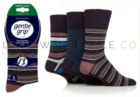 12-SOMRM07H3-BAMBOO Men's Mirage Stripe Gentle Grip Socks by Sock Shop