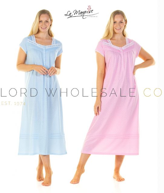Ladies Cotton Dots Jersey Short Sleeve Nightdress by La Marquise 9
