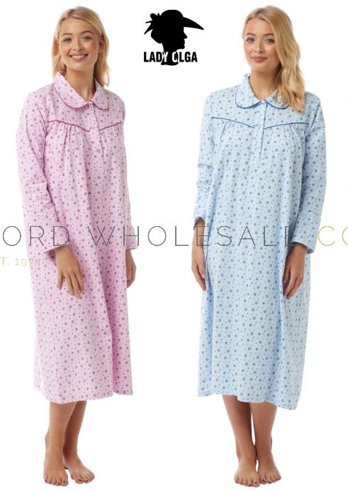 Holly 100 Brushed Cotton Wincyette Nightdresses by Lady Olga Lord Wholesale Co