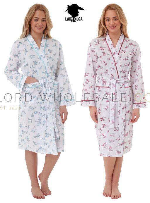 Accappatoio Lady Olga A Vestaglia Con Stampa Floreale – Manica Lunga, Allacciatura In Vita, Taglie Forti Disponibili