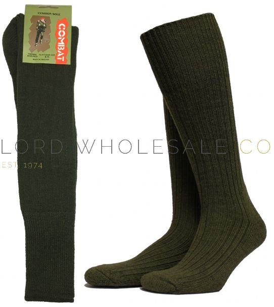 Men's Wool Combat Socks Green or Black 12 pairs Lord Wholesale Co