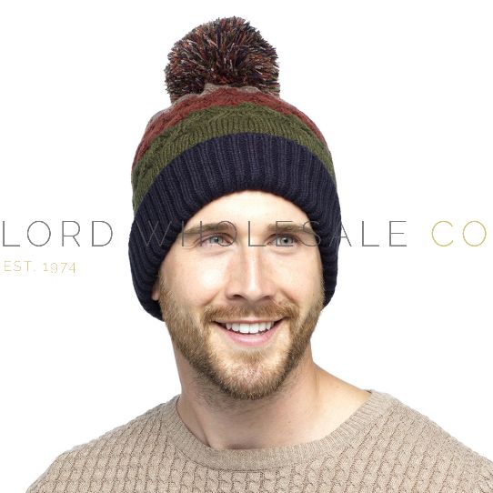 Mens Cable Bobble Hat by Tom Franks 12 Pieces Lord Wholesale Co