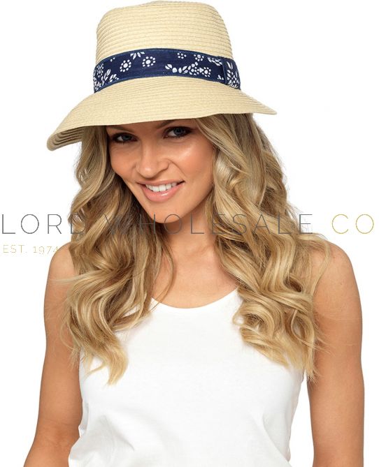 Ladies Crushable Summer Hats With Ribbon by Foxbury 12 pieces - Lord ...