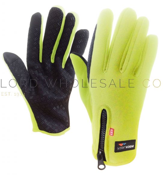 Unisex Hi Vis Touch Screen Thermal Sports Gloves with Gripper Palm & Zip by Rock Jock R40 12