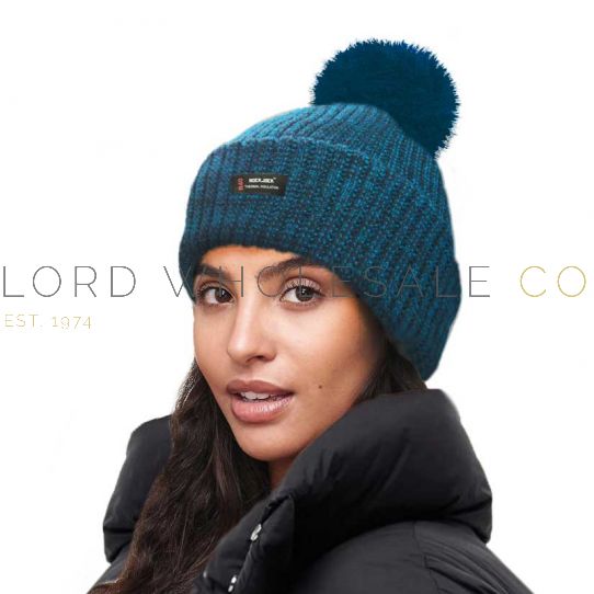 Ladies Thermal Lined Marl Bobble Hats by Rock Jock 12 pieces Lord Wholesale Co