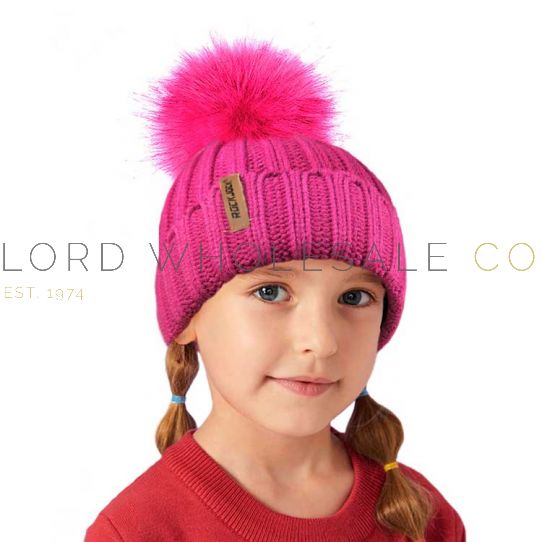 Girls Chunky Ribbed Hats With Detachable Bobble by Rock Jock 12 pieces Lord Wholesale Co