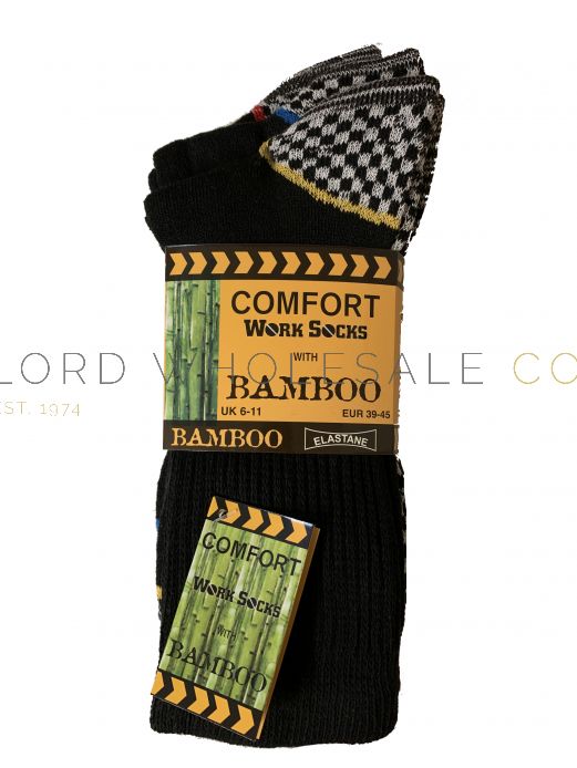 Mens Bamboo Sole Comfort Fit Work Sock 3 Pair Pack Lord Wholesale Co