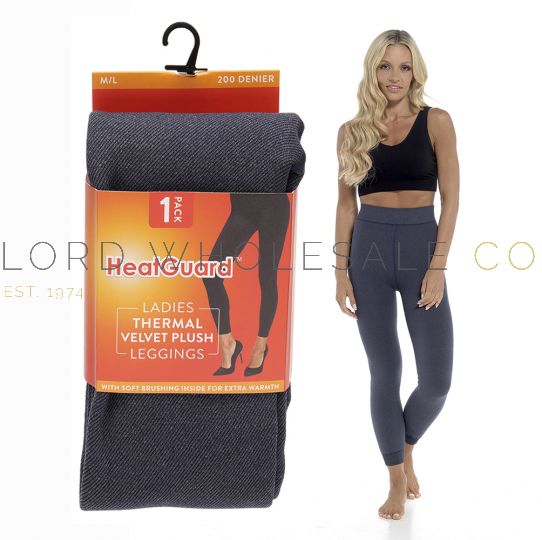 Ladies Denim Marl Velvet Plush Thermal Leggings by Heatguard 4