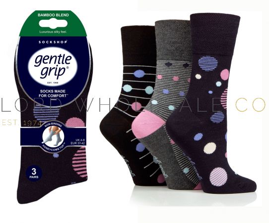 BAMBOO Ladies Orb Horizon Gentle Grip Socks by Sock Shop - Lord Wholesale Co