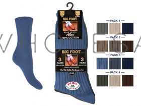 Mens Big Foot 11-14 3 Pair Pack 100% Cotton Socks