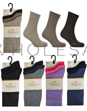 2499_2500 Ladies Plain Cotton Socks