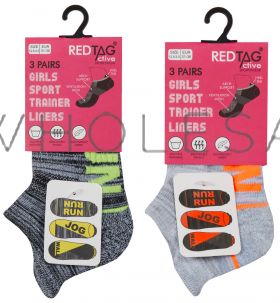 Older Girls Cushion Sole Arch Support Sports Trainer Liner Run, Jog, Walk Socks 3 Pair Pack by Red Tag 3doz