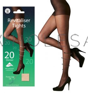 Revitaliser Tights, 20 Denier with Lycra by Pretty Legs, 6 Pairs