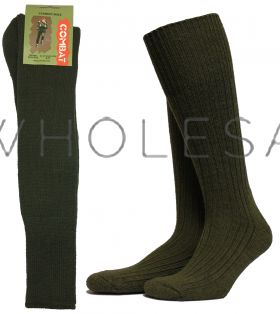 Men's Wool Combat Socks Green or Black 12 pairs