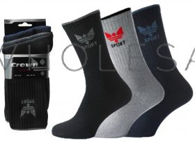 Men's Crown Cotton Sports Socks 3 Pair Pack  Black, White, Assorted or Grey