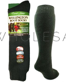 Ladies Wool Blend Wellington Boot Socks by David James, 12 Pairs