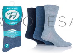 DIABETIC BIG FOOT Mens Blues Gentle Grip Socks by Sock Shop