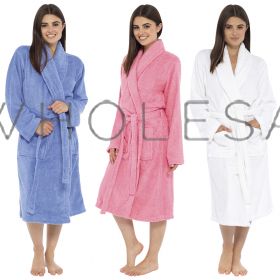 Ladies Towelling Robe 100% Cotton 6 pieces