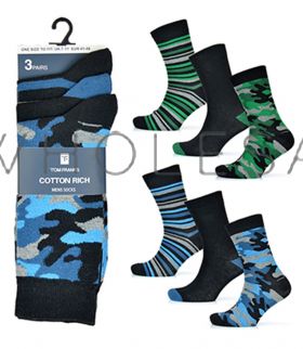 Mens 3 Pack Camo Design Socks by Tom Franks