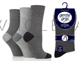 Ladies Seclude Charcoal/Grey Coloured Heel & Toe Gentle Grip Socks by Sock Shop 3 Pair Pack