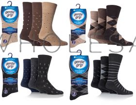 Men's Assorted Mixed Patterns Socks by Gentle Grip 12 Pairs